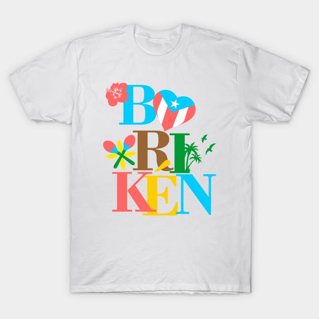 Puerto Rico Boriken Flag Caribbean Antilles Symbols T-Shirt by bydarling